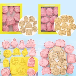 8Pcs Eid Mubarak Biscuit Mold Cookie Cutter Set Moon Star Moskee Kameel Stempel Diy Cake Bakken Tools Ramadan Kareem decoratie