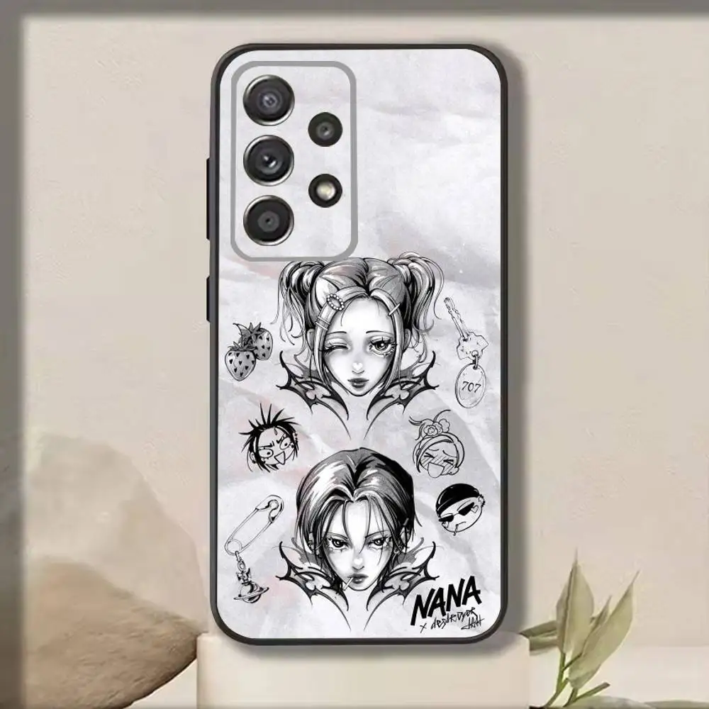 حافظة هاتف J-Japanese Classic Anime NANA لهاتف سامسونج S25، S24، S21، S22، S23، S30، Ultra، S20، Plus، Fe، Note، 10,9,5G غطاء أسود