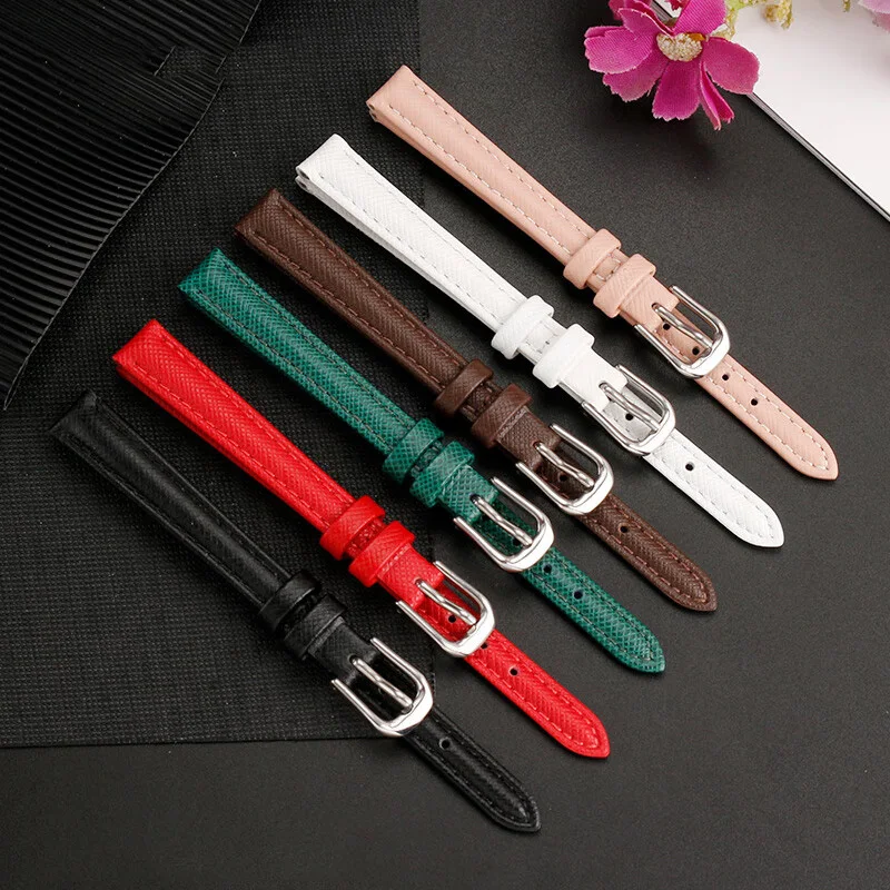 10mm Small Size soft Cowhide Watch Strap For Armani White Moonlight AR1763 AR1764 AR1961 AR1684 Women's Genuine lea-ther strap