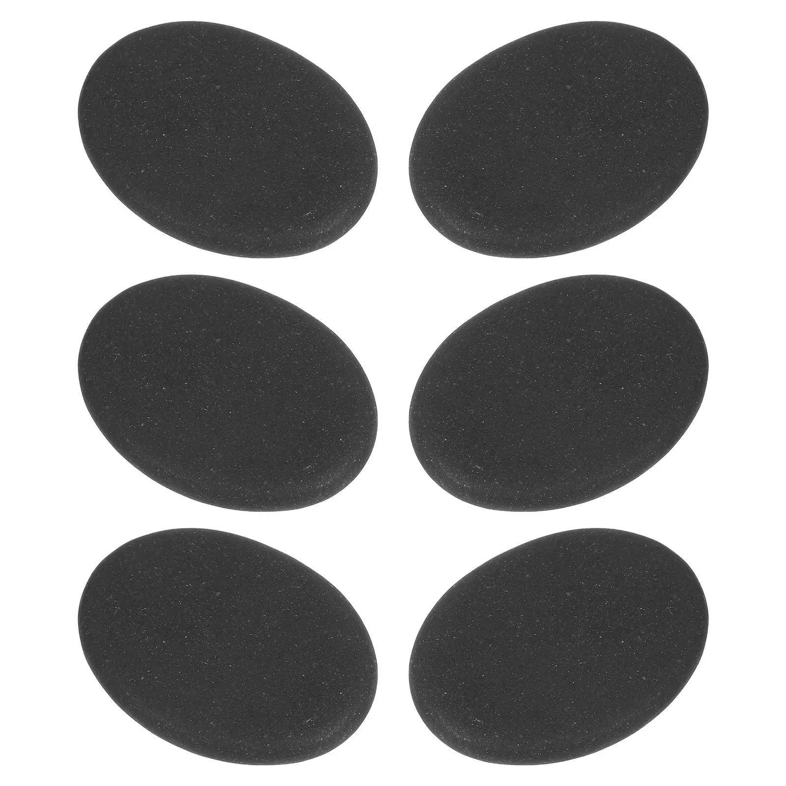 6Pcs Black Volcanic Hot Massage Stones with Concave Body-Fit Design for Home Spa Relaxation Muscle Tension Relief Blood Flow