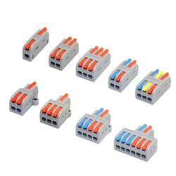 Mini Conector de cable rápido, Conector de empalme de cableado compacto Universal, empuje eléctrico, bloque de terminales de iluminación Conne, 10/50 Uds.