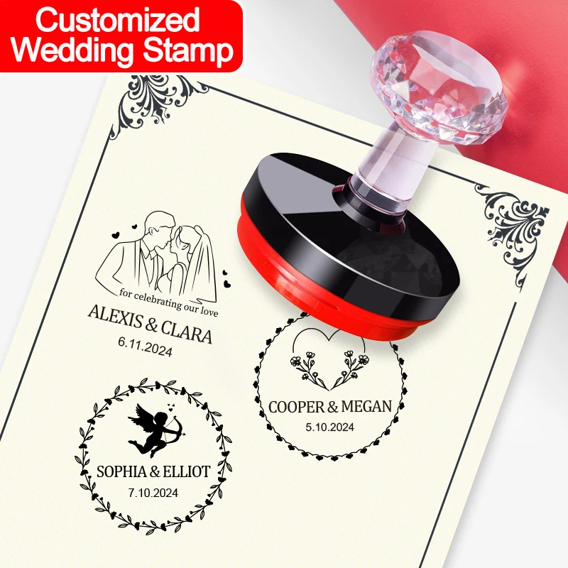 مجموعة طوابع ختم الزفاف المخصصة للدعوات والبطاقات وسجلات القصاصات - لوازم حرفية مخصصة يمكنك صنعها بنفسك مع شعار محفور وهدايا #1