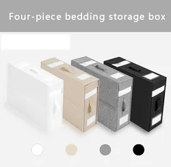 Bed Sheet Set Storage Box Fabric Visible Window Zipper Folding Blanket Finishing Box Wardrobe Bedding Storage Closet Organizer