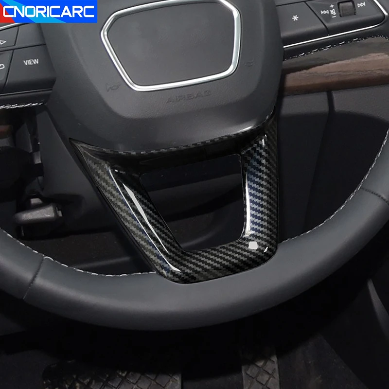 Carbon Fiber Color Steering Wheel Frame Decoration Cover Trim For Audi Q5 FY 2018-2021 Car Styling Interior Accessories