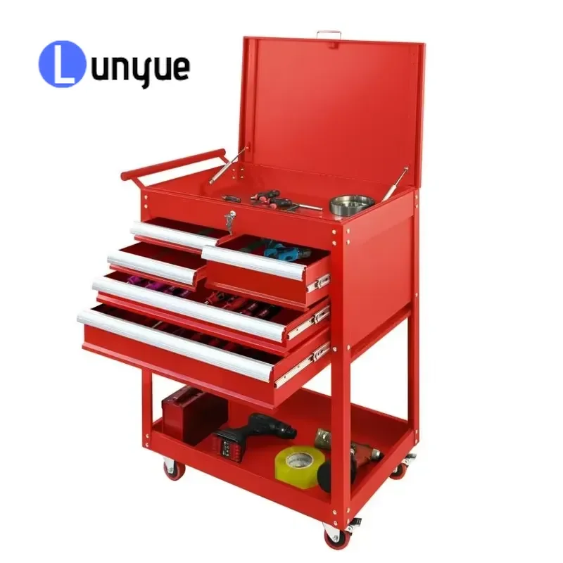 Heavy Duty Steel Tool Cabinet 5 Drawers Rolling Mobile Tool Cart with Brake Wheels Customizable Factory Sale for Workshop