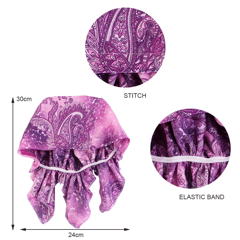 New Women Paisley Print satin Pre Tied Bandana Scarf Muslim Chemo Hat Beanie Turban Headwear for Cancer Patients Ladies Turbante