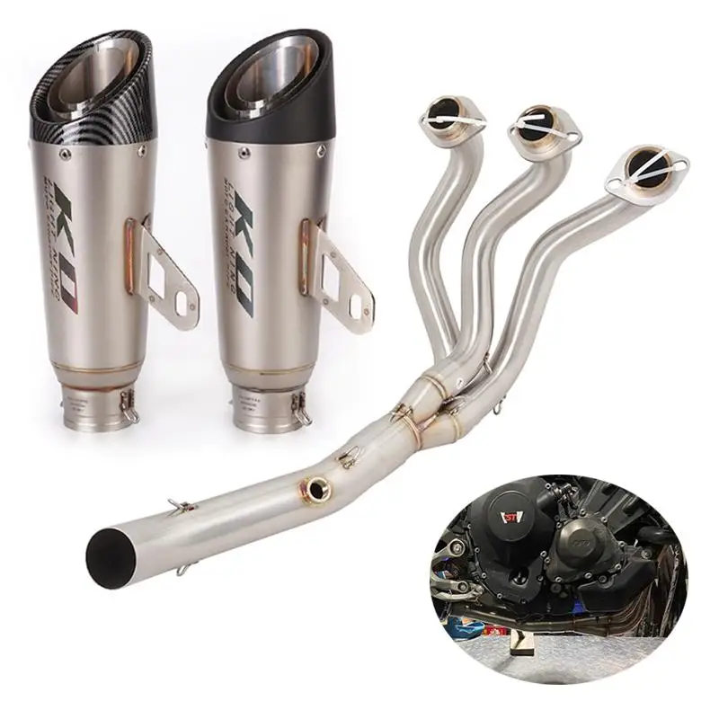 Exhaust System For Yamaha FJ09 15-20 XSR900 16-20 Motorcycles Muffler Header Mid Pipe Stainless Steel Slip On Without DB Killer