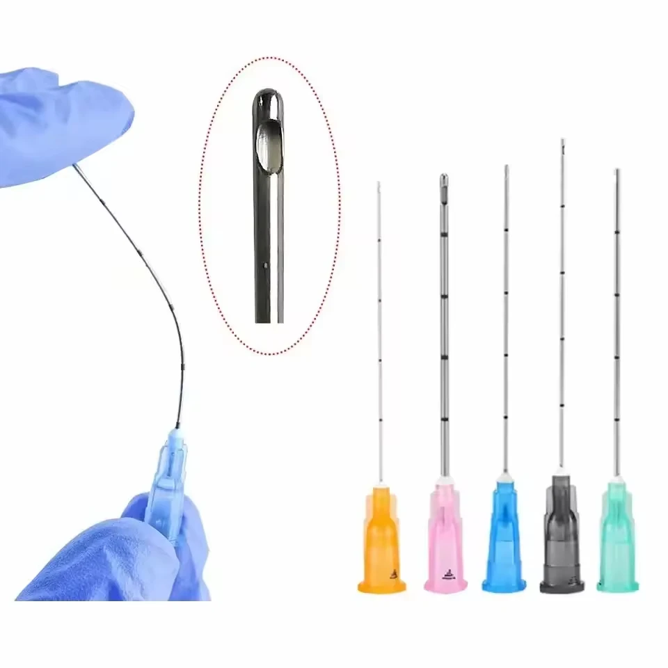 50Pcs/Box Ultra-Flexible Blunt Fine Micro Cannula Needle 18G-30G 25/38/50/70mm Hypodermic Needle for Dermal Fillers