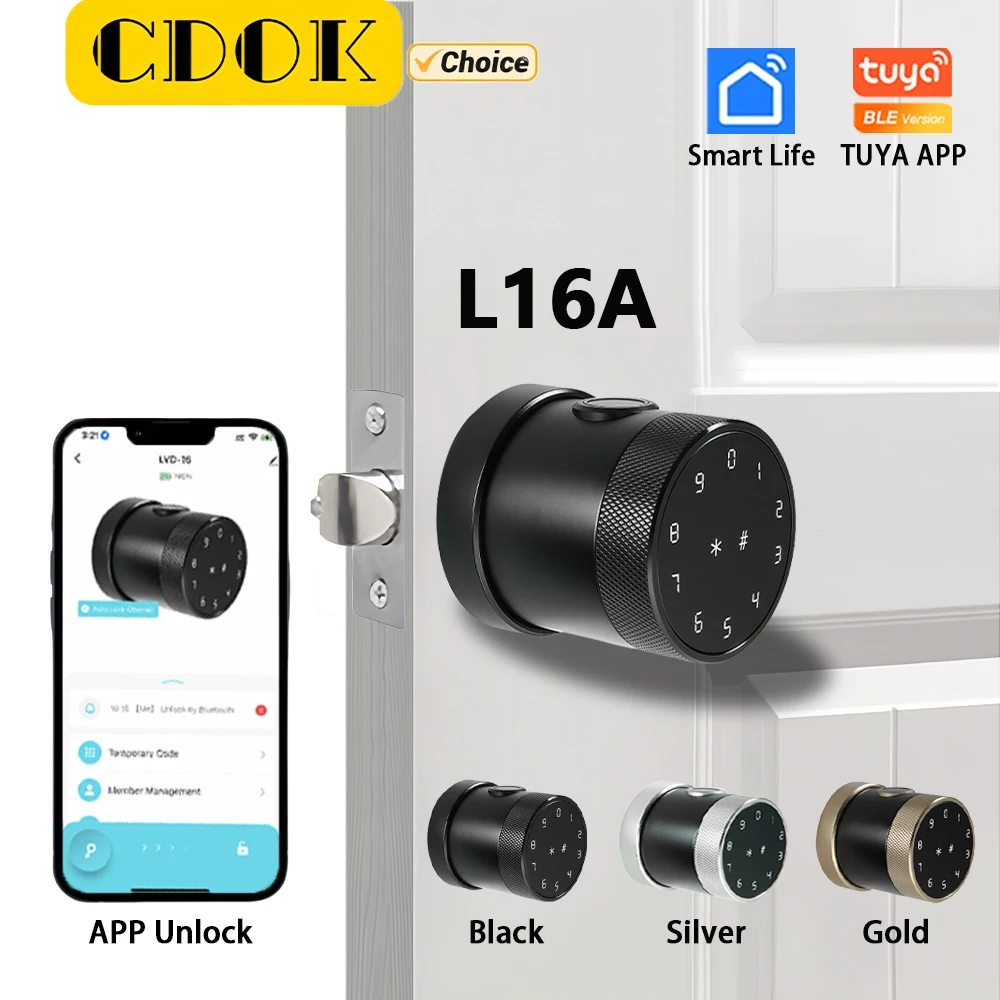 CDOK L16A Tuya Bluetooth Smart Lock, Fingerprint Lock, Password Lock, Door Lock