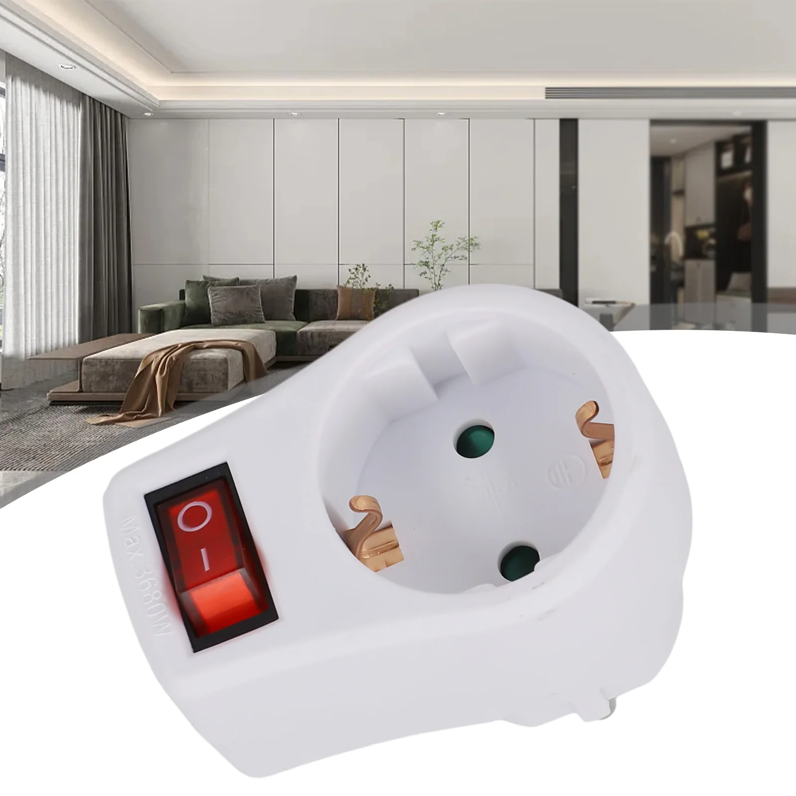 Conversion Plug Socket Outlet Saves Money 250V 16A European Type Flame Retardant PP White With Switch Power Adapter Socket