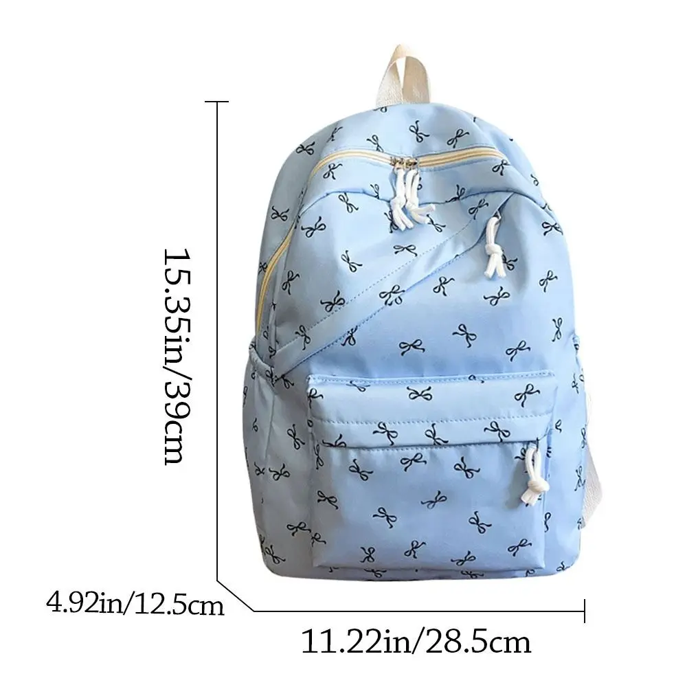 حقيبة مدرسية محمولة للطلاب مطبوعة على شكل فيونكة من النايلون بسعة كبيرة