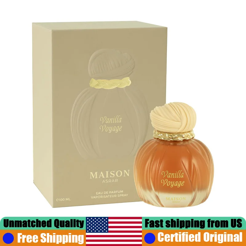 

MAISON ASRAR Vanilla Voyage EDP Spray 3.4 Oz Original Arab Perfumes 100 ML Long-Lasting Oriental Vanilla Gourmand Unisex Cologne