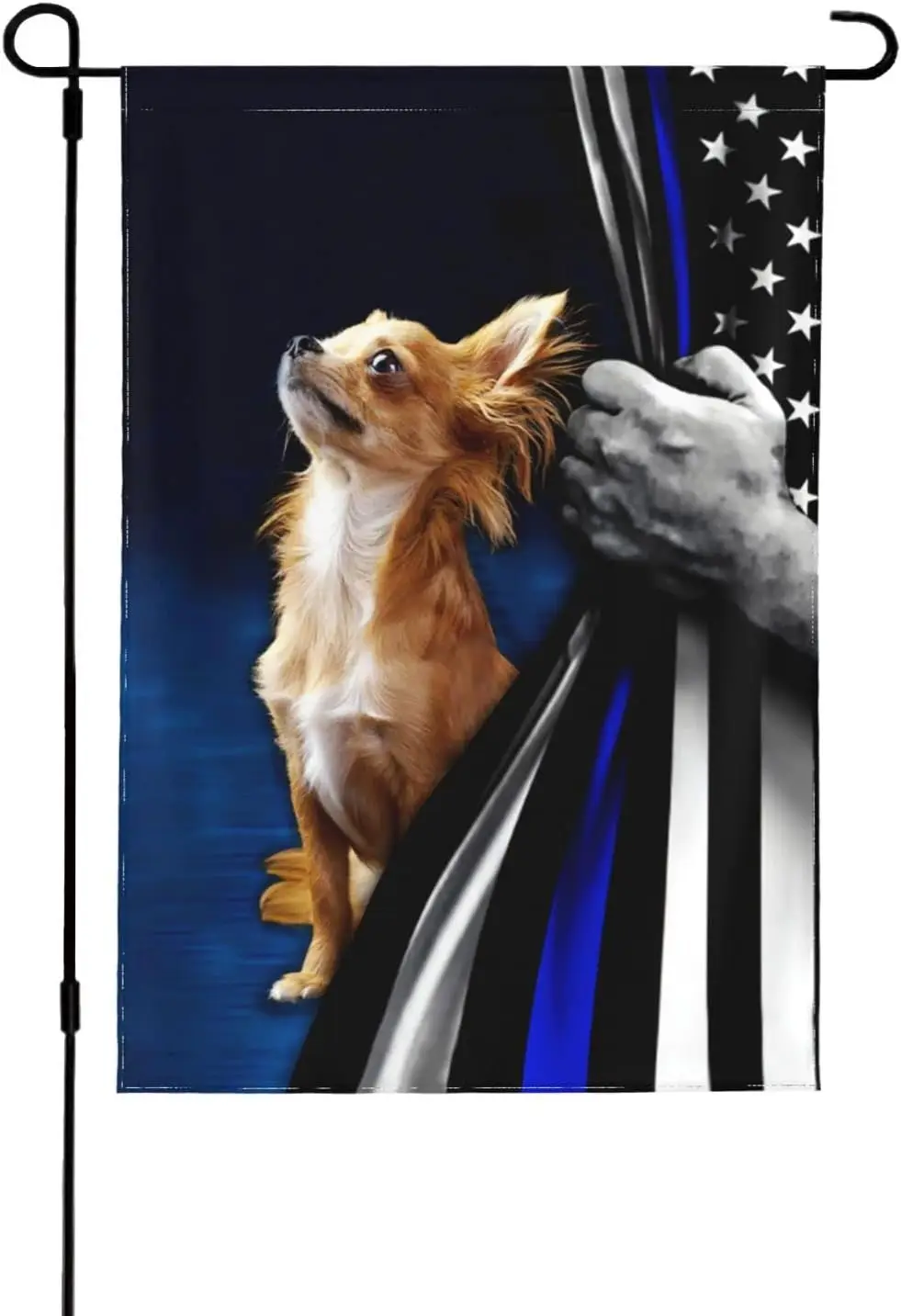 Chihuahua Police Dog Thin Blue Line Christian Cross Flag Garden Flag 12.5