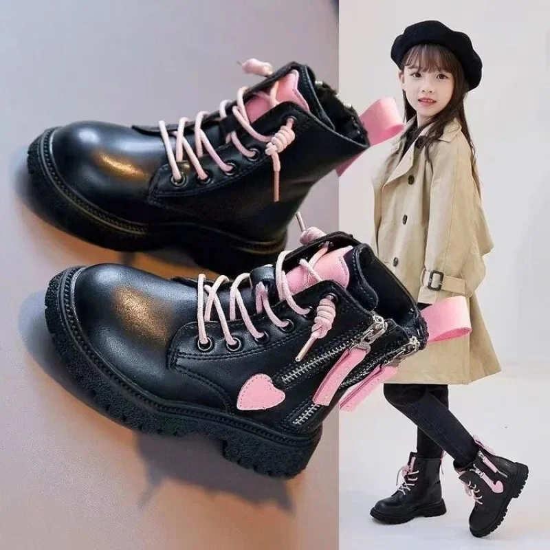 Children's Boots Boys Girls Single Boots Solid Color England Style Children Boy Girls Shoes Kids Fashion Shiny Small Short Boots