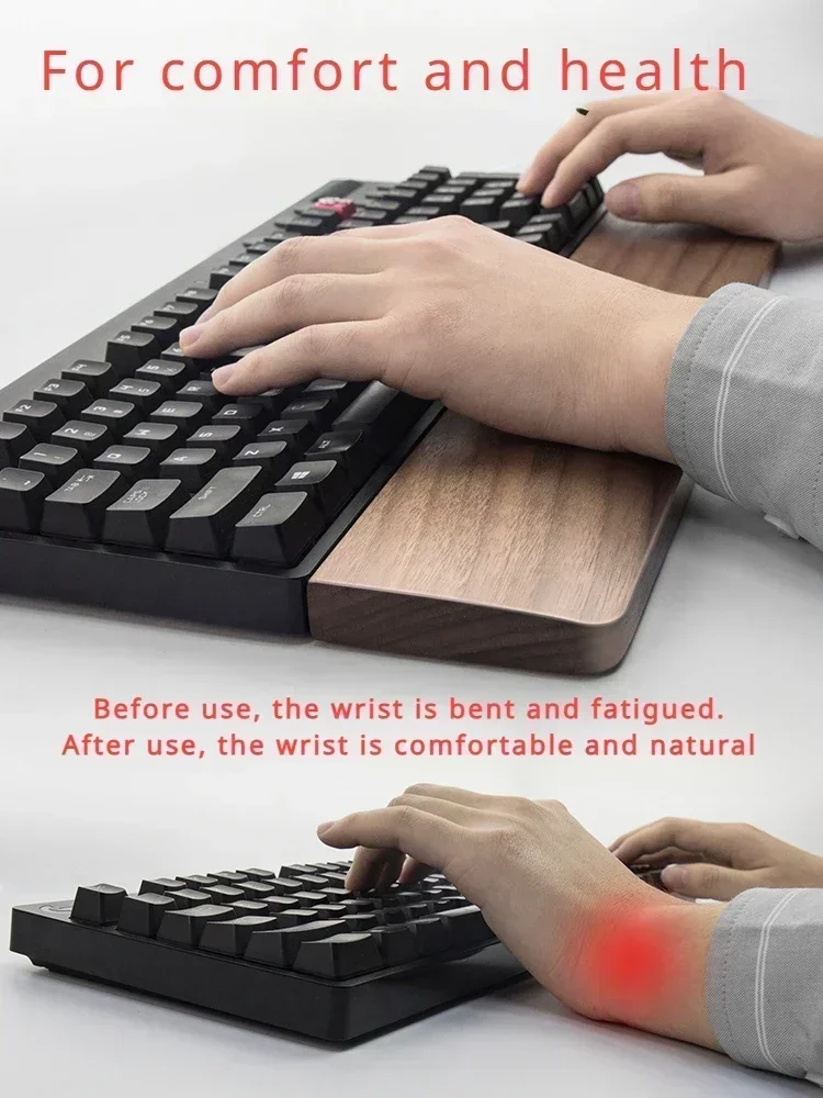 Black Walnut Hand Rest Custom Logo Solid Wood Wrist Pad Ergonomics60%/75%/85% Mechanical Keyboard Palm Rest for Wooting Keyboard