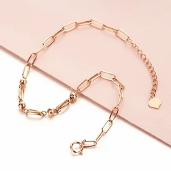 New Plated 14K Rose Gold Small Round Beads Bracelet for Women Charm Simple Bangles Party Jewelry Gift
