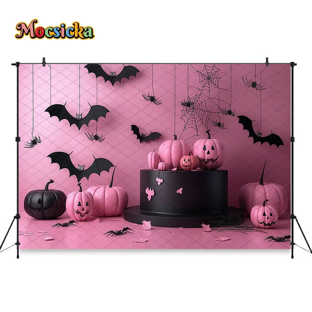 Mocsicka هالوين الاطفال حفلة عيد ميلاد خلفية التصوير الفوتوغرافي اليقطين فانوس الخفافيش خلفية ديكور استحمام الطفل فوتوبوث الاستوديو