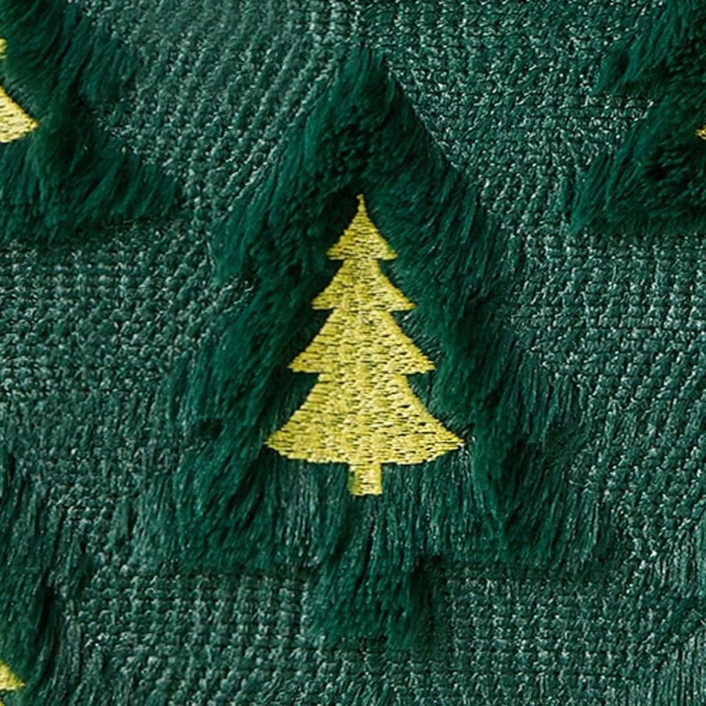 Embroidered Throw Pillow Covers Christmas Tree 3D Cushion Covers Soft Cozy Texture 18x18 Inch Decorative Pillowcase
