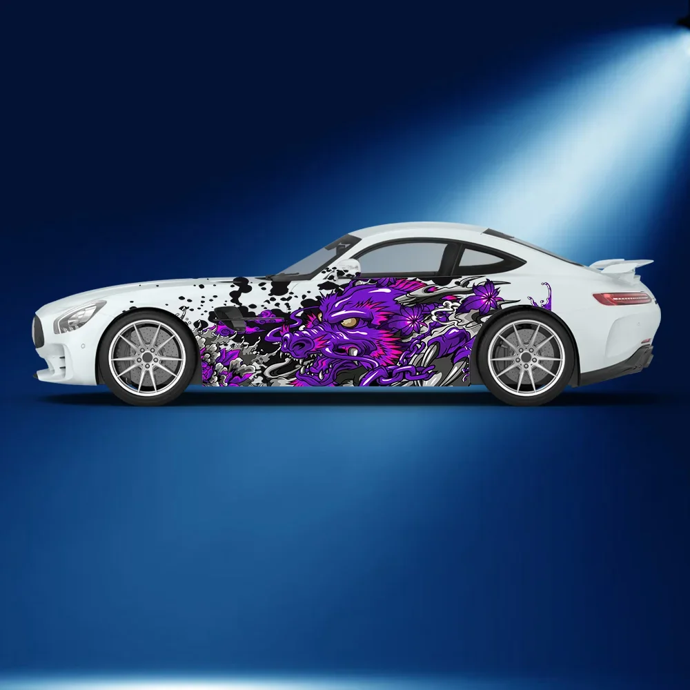 Angry Colored Dragon Print Car Side Sticker Vinyl Self-adhesive Paper Motorsport Paint Decal Suitable for Truck Suv Decoration