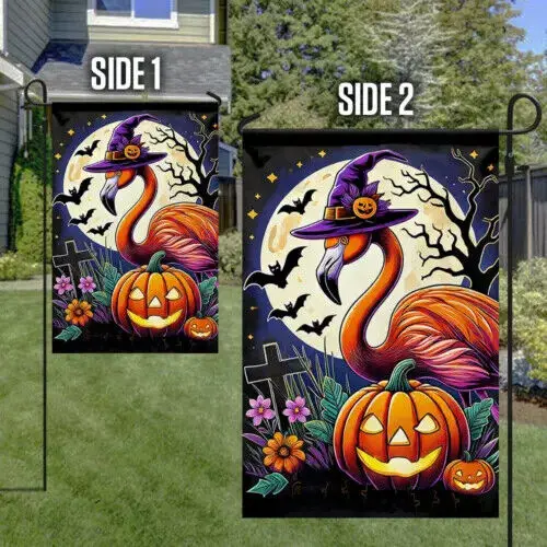 Flamingo Halloween Flag Garden Flag WWL UUN