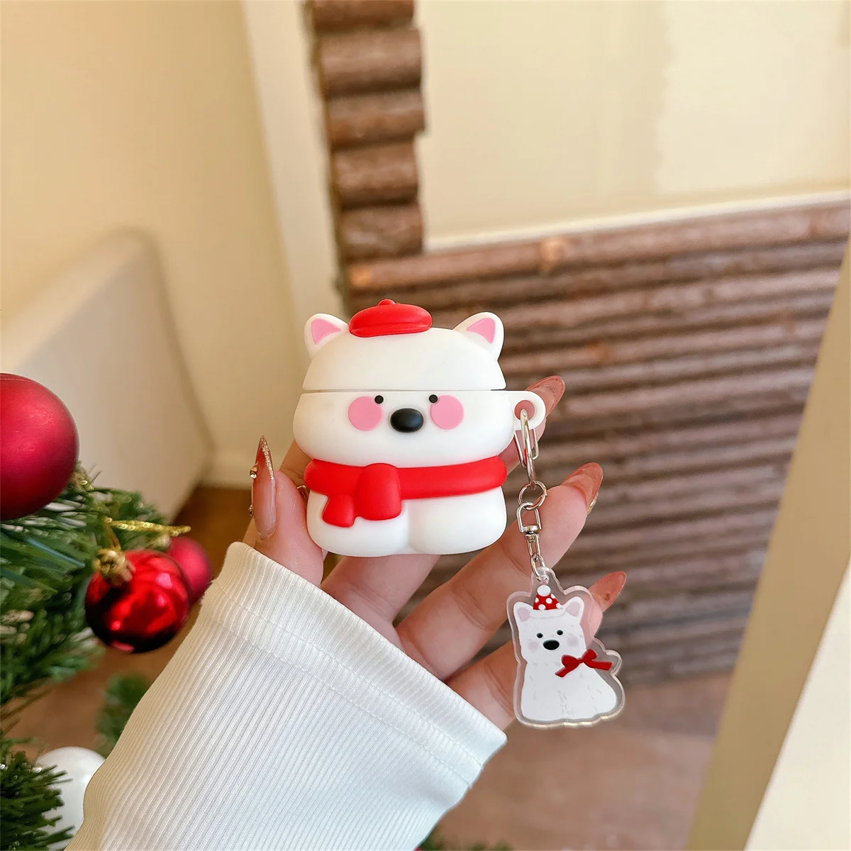 Ear buds Cover for AirPods 4 with KeyChain,Cute Cartoon puppy 3D Animal Design for AirPods pro 2/pro/3st/2nd/1st for Girls Boys