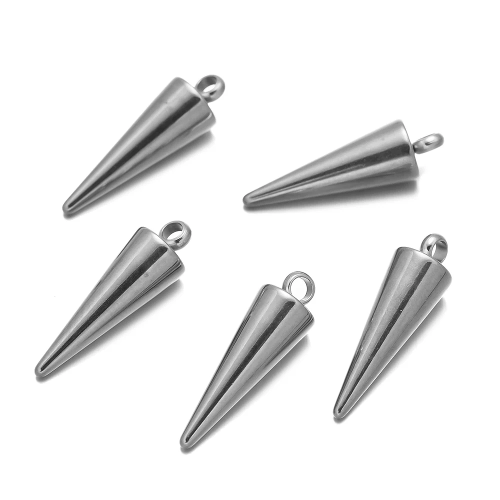 10pcs Gold Stainless Steel Cone Charm Hypoallergenic Pendants Beads for DIY Hoop Earring Necklace Jewelry Making Supplies