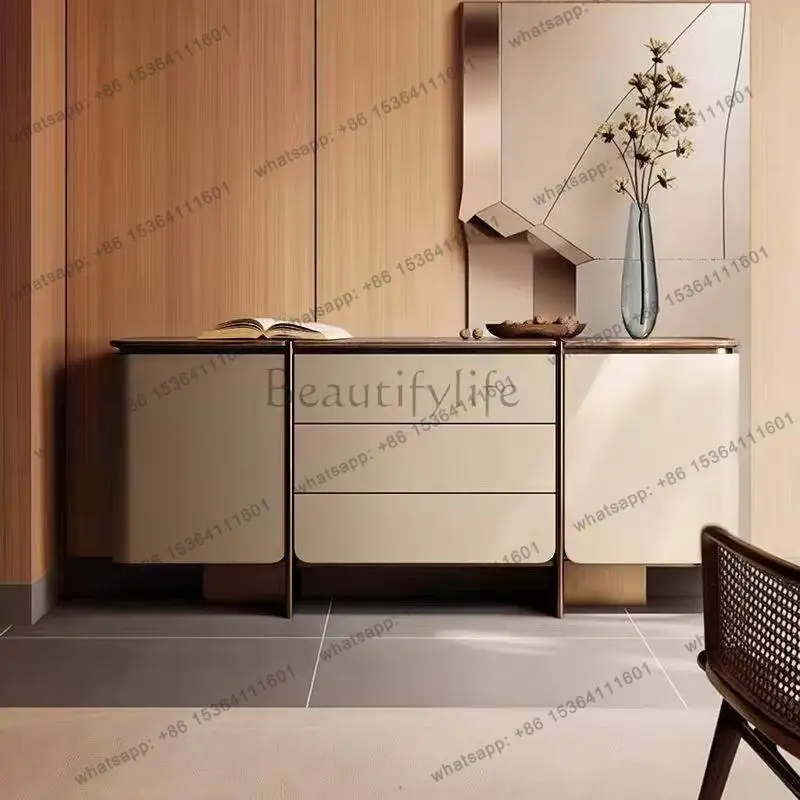 

Italian porch cabinet light luxury living room partition walnut storage high cabinet