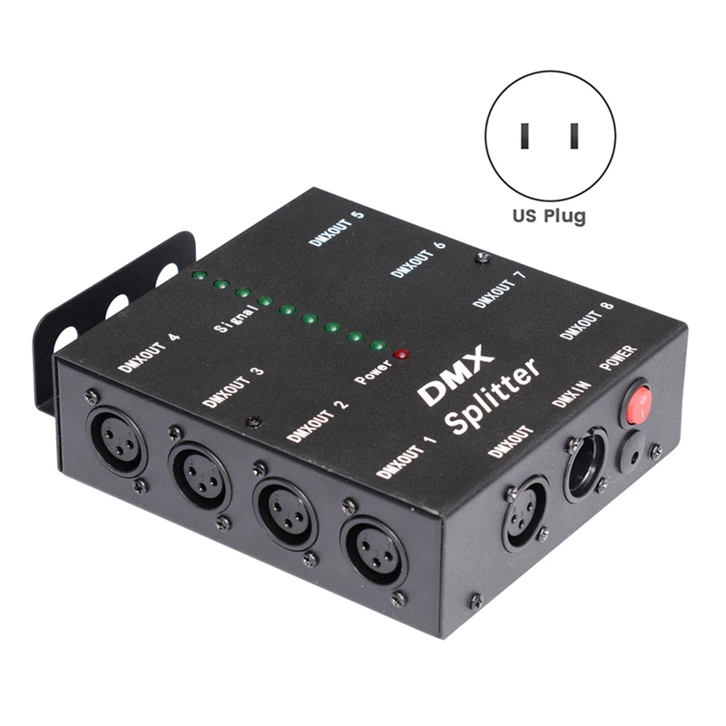 DMX512 Spillter 8 Ports Channels Isolated 3Pin Optical Istribution Amplifier For DJ Disco DMX Stage Lighting