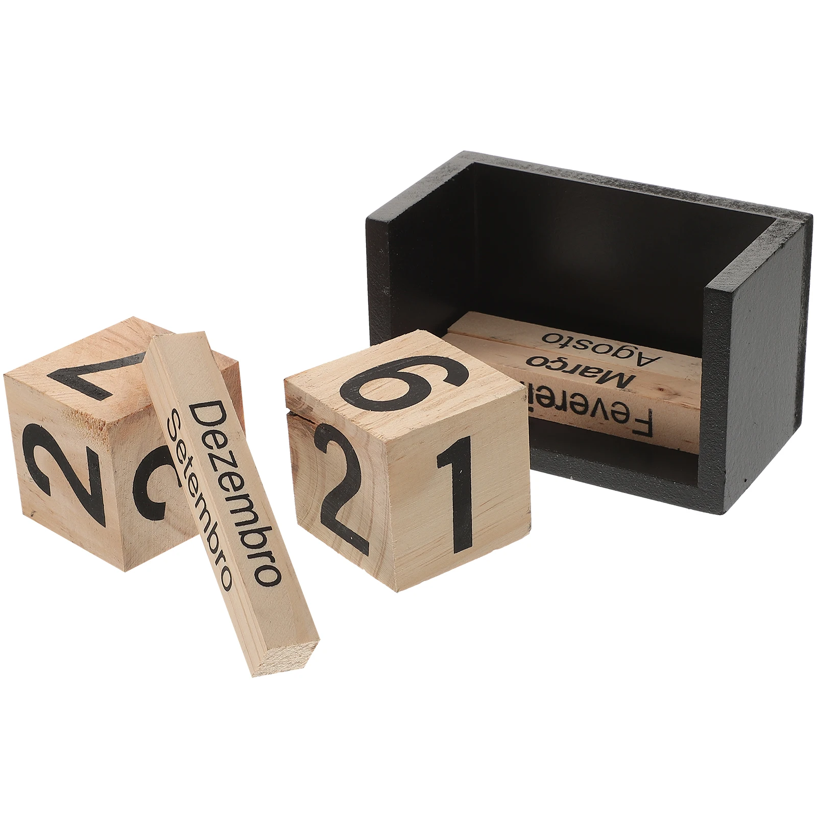 

Wooden Cube Calendar Perpetual Desk Organizer Tabletop Mini Time Planning Gift for Family Friends Home Office Wood Calendar