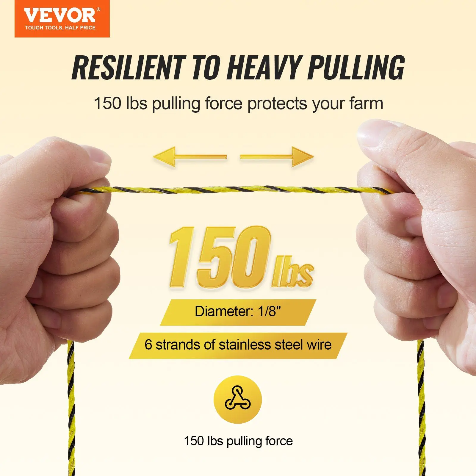 Kawat Pagar Listrik 3366Ft 1026M Polywire untuk Kuda, Sapi, dan Ternak