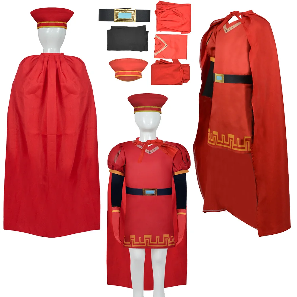 Fancy Lord Farquaad Cosplay Bambini Costume per bambini Cappello Abito uniforme Mantello Abiti fantasy Festa di carnevale di Halloween Gioco di ruolo