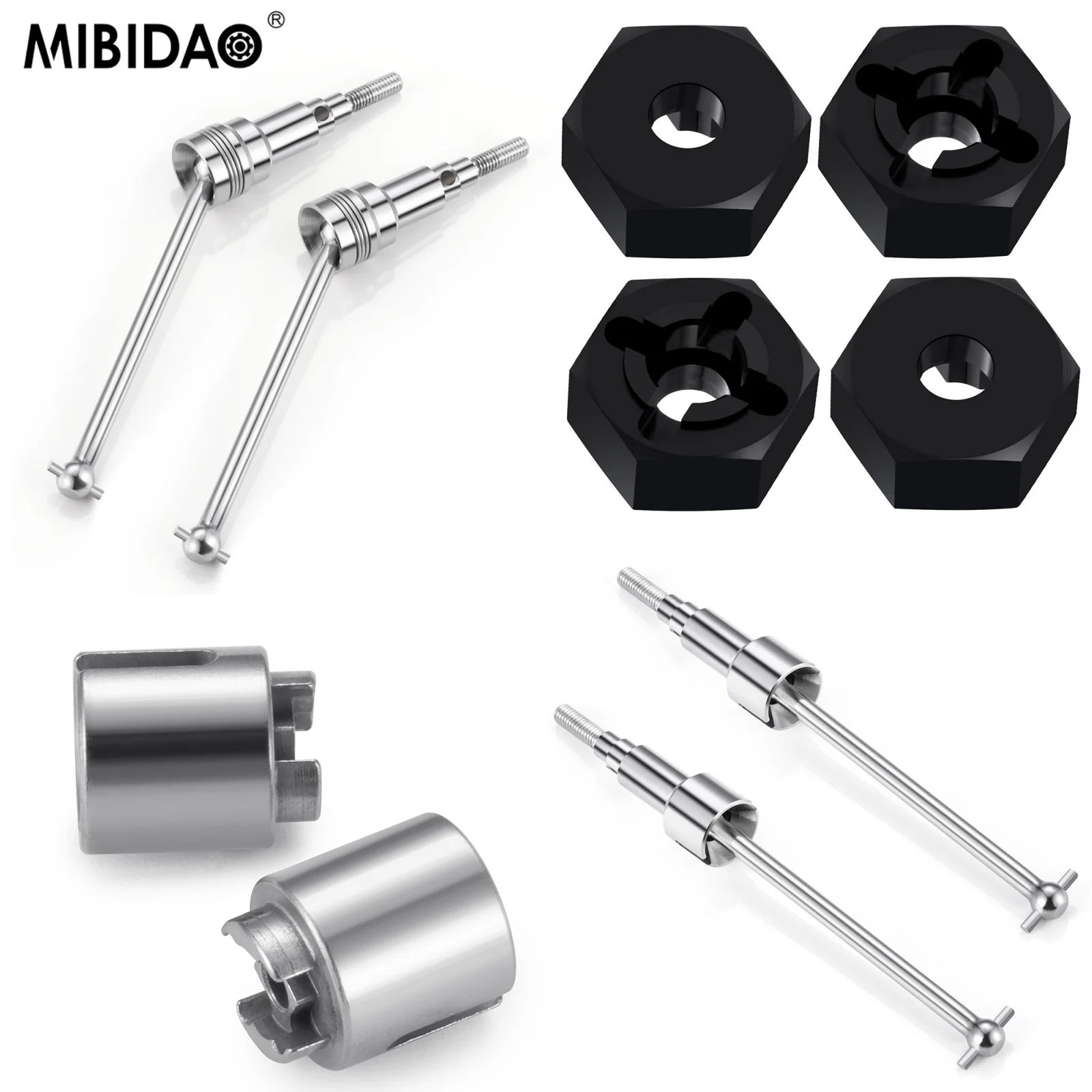 MIBIDAO, adaptateur hexagonal pour roue, diffuseur en alliage d’aluminium, arbre de transmission CVD avant et arrière pour voiture RC 1/18 HBX 18859, pièces de mise à niveau.