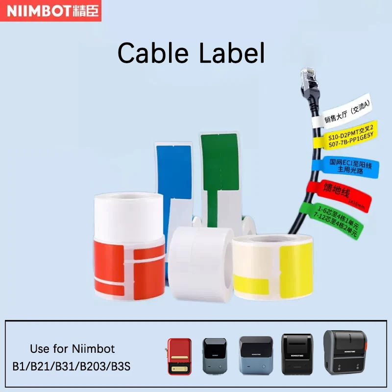 Niimbot B1 B21 B203 B3S Thermal Cable Classification Sticker Self Adhesive Waterproof Identification Tag Electric Wire Label