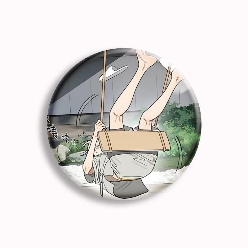 Pin de botón de Manhwa de Xian antiguo creativo, Anime coreano Bl Manga Mo Guanshan He Tian Mo Zai, insignia de broche, regalo de colección para fanáticos, 19 días, 58mm