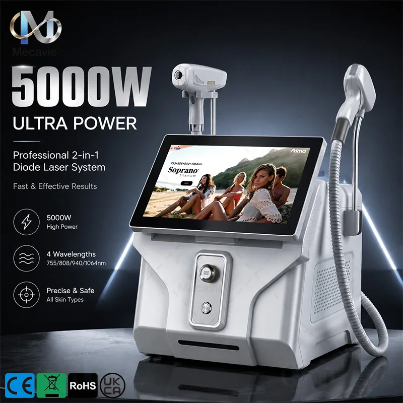 2026 Salon-grade FAC 5000W High-frequency Diode Laser 2In1 Device Six Waves Painless and Permanent Hair Removal Tattoo Removal
