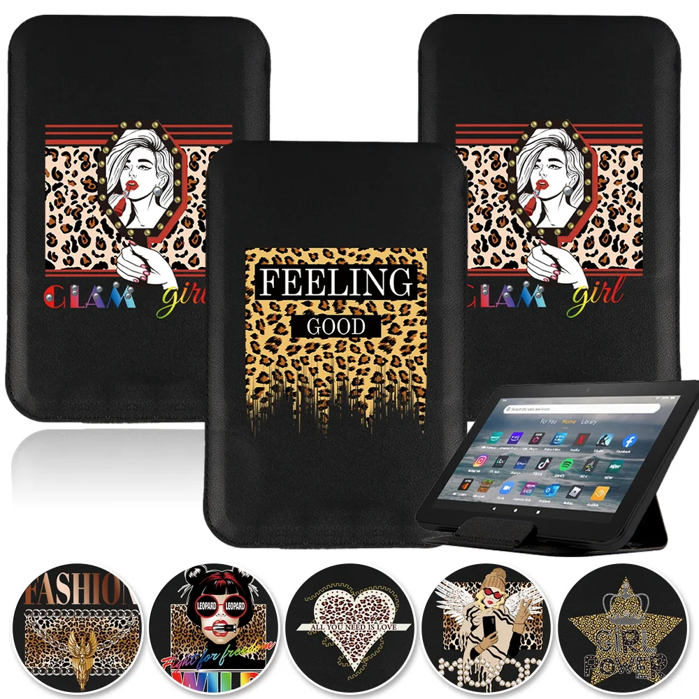 

Universal Leopard Series Tablet Bag Case Magnet Pack Sleeve Stand Cover Pouch New PU Leather Folding Tablets Holder Accessories