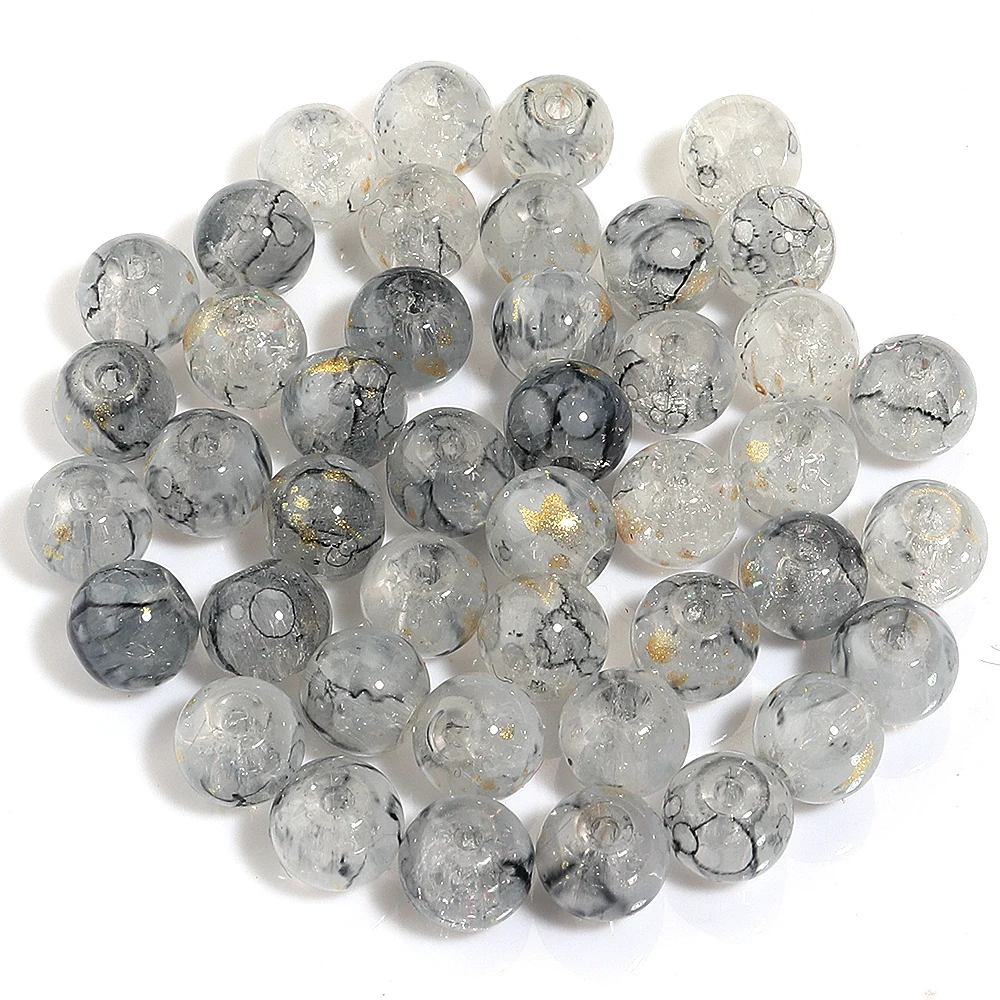 50 Stück/Lot 8mm Rissglas-Blumenperlen, farbige glänzende lose runde Zwischenperlen für DIY-Modearmbänder, Ohrringe, Anhänger, Großhandel – Detail 9
