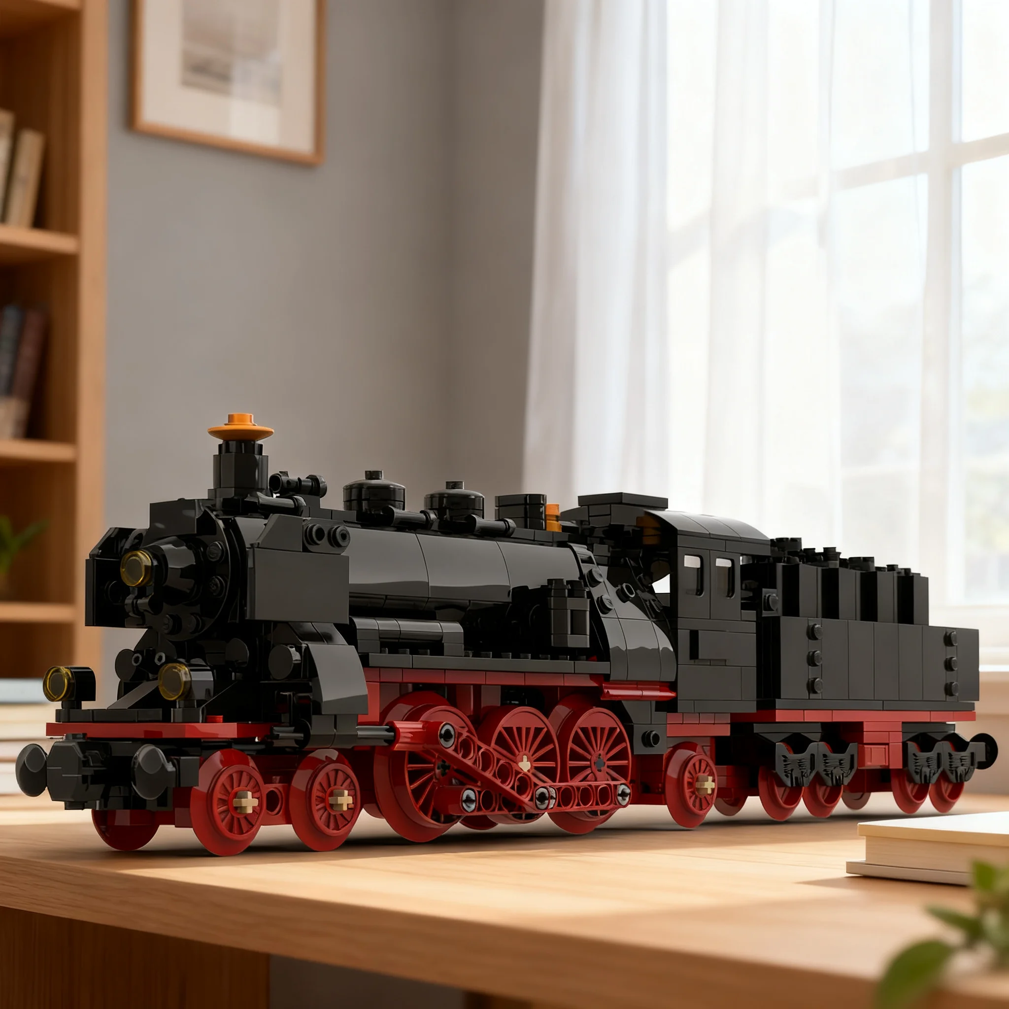 723pcs MOC Train BR18.5 Bavarian Steam Locomotive [6 Wide] [Black / Red] Model Christmas Gift Creative Home Display Shelf Accent