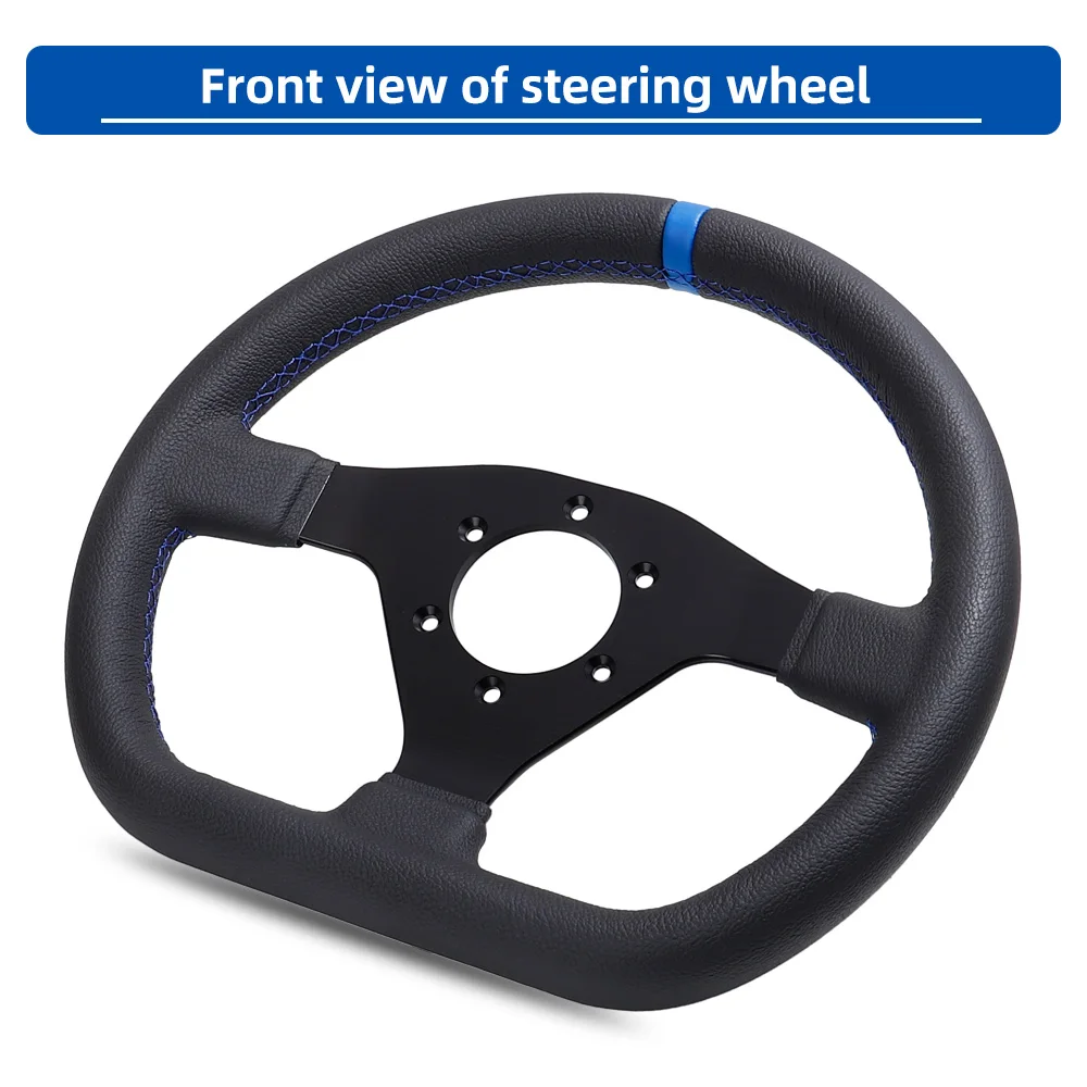 12Inch 300mm Steering Wheel Flat Leather Car Drift Pc Game Sport Wheels Control Universal PCD-6x70mm