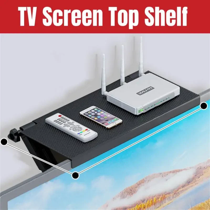 2 In 1 TV Screen Top Shelf Rack Adjustable Computer Monitor Desktop Stand TV Rack Storage Rack Phone Holder Home Organizer