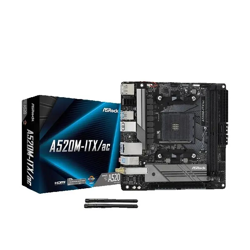 Neues ASROCK A520M ITX / ac Mini-ITX AMD A520 DDR4 4733+(OC) MHz USB3.2 Max-64G Double Channel Socket AM4 Motherboard