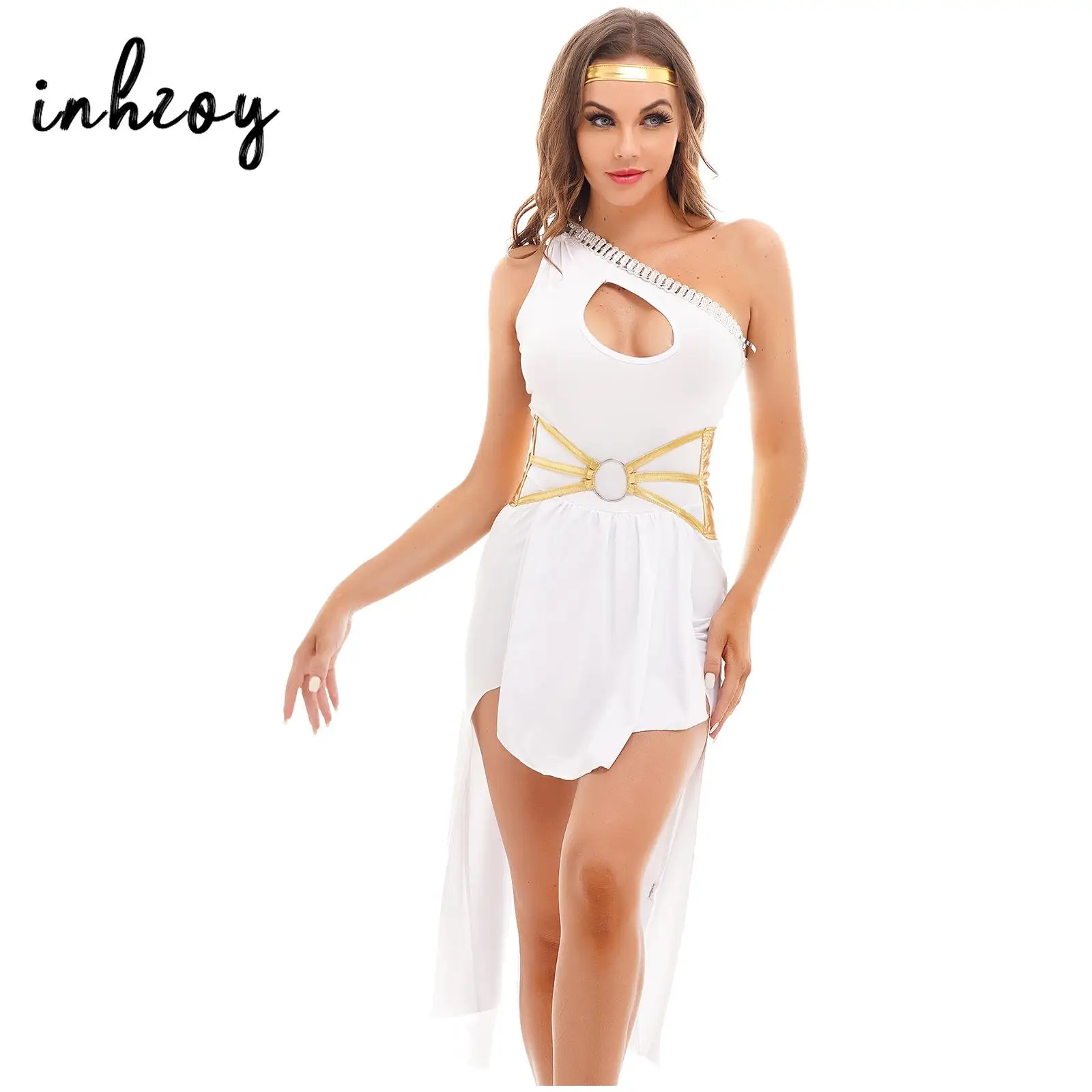 Womens Ancient Grecian God Costume Halloween Carnival Party Fancy Dress Roman Toga Egypt Princess Queen Cleopatra Cosplay Outfit