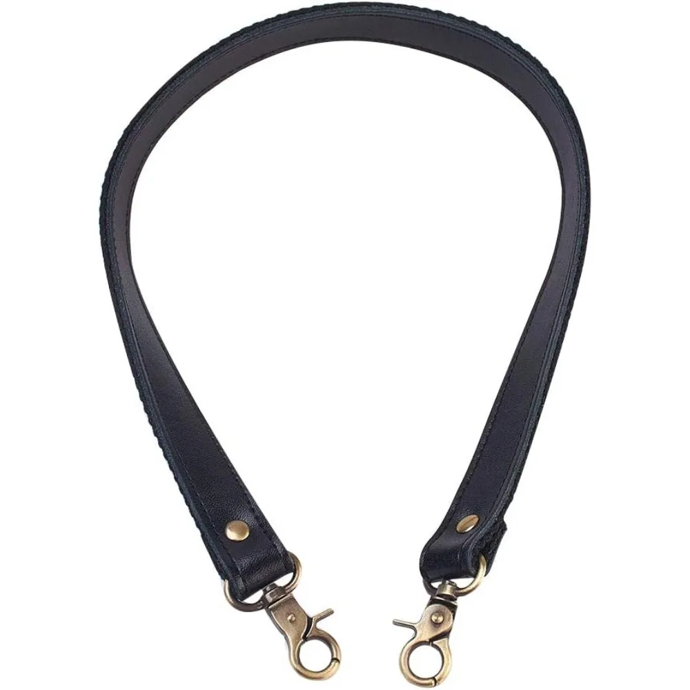 

2PCS 22.8 inches Genuine Leather Purse HandlesBag Replacement Straps with Alloy ClaspsBlack