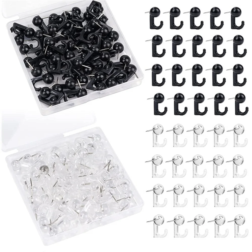 

50 Pcs Push Pin Hooks Plastic Heads Pin Tacks Wall Thumb Tacks Hanging Nails For Cork/Message BoardHome Office School Supplies