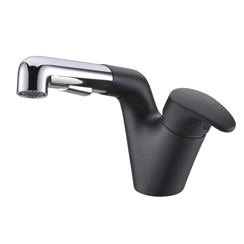 

Black hot and cold faucet, wash basin toilet table, pull-out faucet
