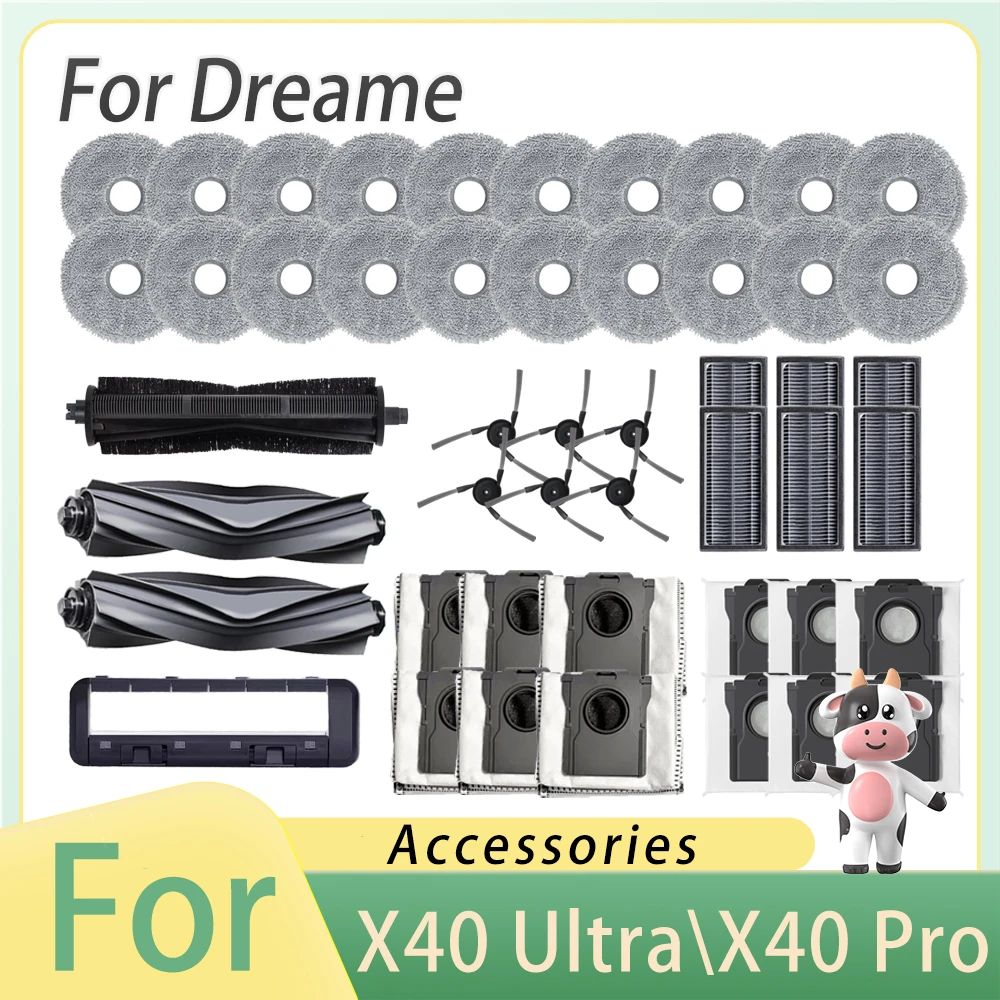 Dust Bag For Dreame X40 Ultra/X40 Pro/L40/S30 Pro Ultra Parts Dust Box HEPA Filter Cutting Roller Brush Mop Pads Accessories