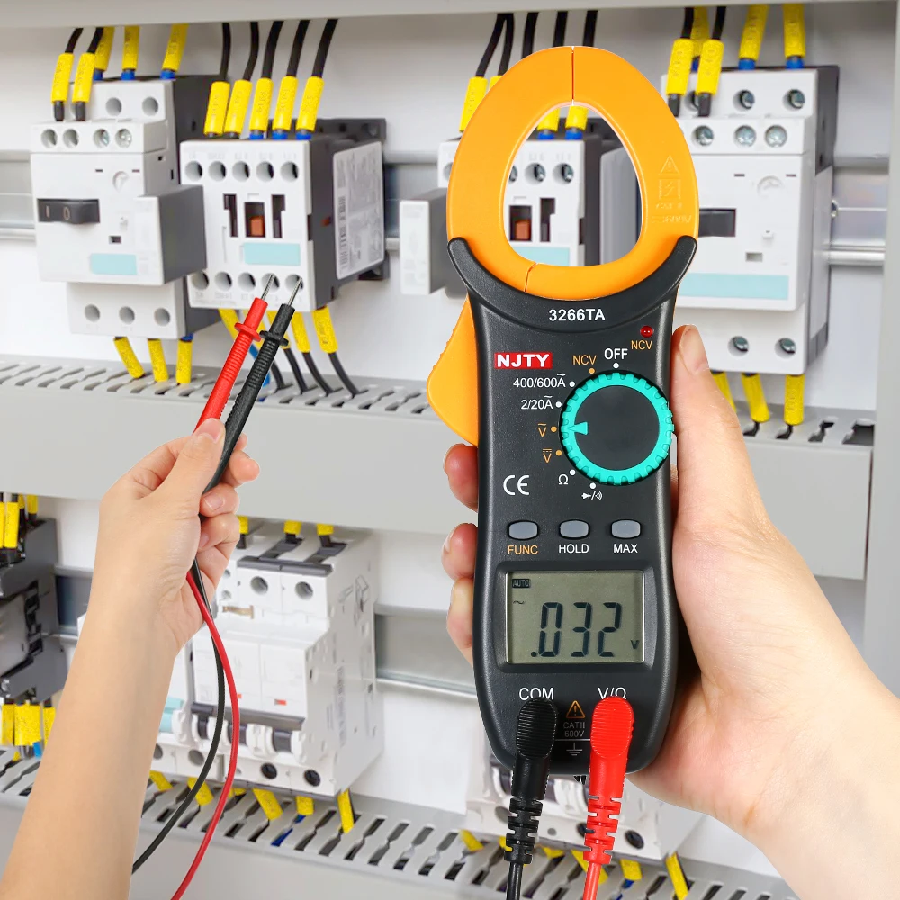 Multímetro Digital Grampo Medidor, Alcance Automático, AC, DC Tensão Atual, Resistência, Continuidade, Medição de Diodo, NCV Tester, 2000 Contagens