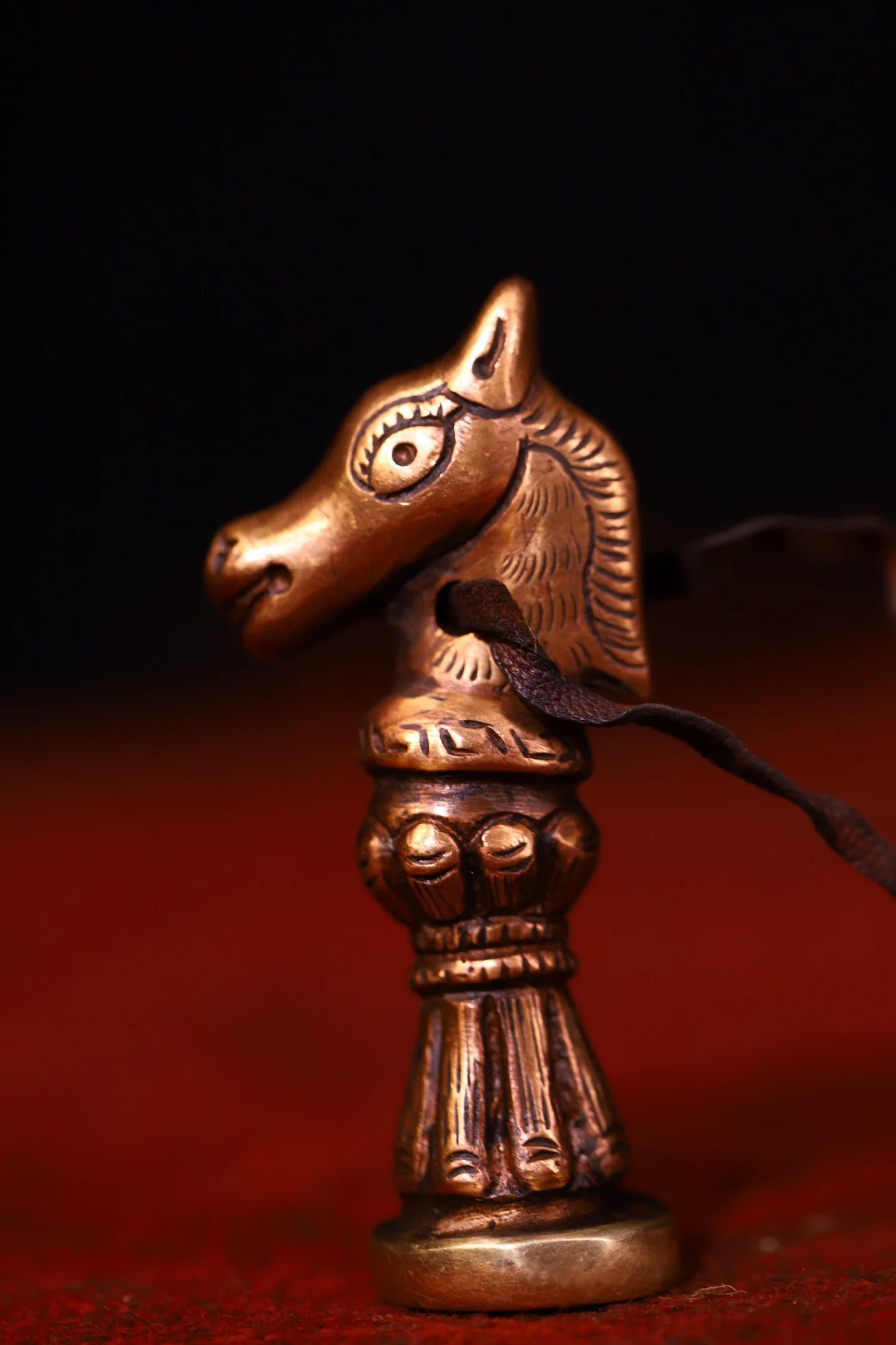 Old Lima Copper Cinnabar Horse head statue Vajra Buddha Seal Garuda Buddha Head Pattern seal Pendant Amulet Dharam