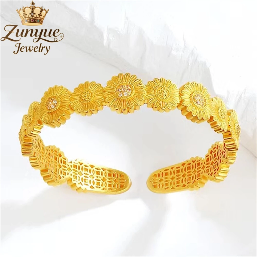 

Sand Gold Daisy Sunflower Bracelet Luxury Quality Jewelry Handicraft Fashion Jewelry Exquisite Charms Elegant Popular Gift Young