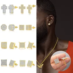 2024 New Girls Light Luxury Trendy Stainless Steel popular Shiny Zircon Cross Earbone Clip Women Fashion Ear Studs Jewelry Gift